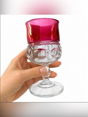 Tiffin-Franciscan Kings Crown Thumbprint Ruby Flashed Water Goblet Set of 4